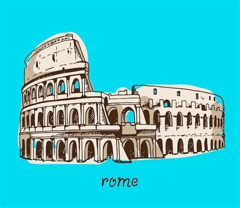 Premium Vector Drawing Of Coliseum Colosseum Illustration In Rome Italy