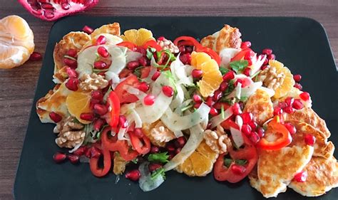 Orange And Fennel Salad With Halloumi And Pomegranate Uk