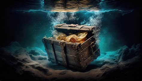 Premium Photo Open Treasure Chest Sunken At The Bottom Of The Sea