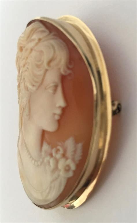 K Gold Italian Vintage Cameo Brooch Pendant Mm X Mm Etsy