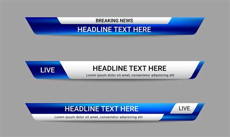 Newscast Lower Third Banner Vector Set Of Lower Third Bar Templates