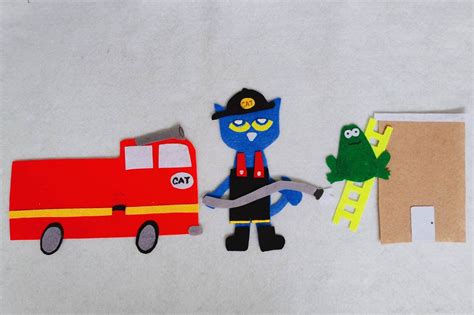 Pete The Cat Firefighter Pete Felt Storyfiretruckflannel Etsy Canada