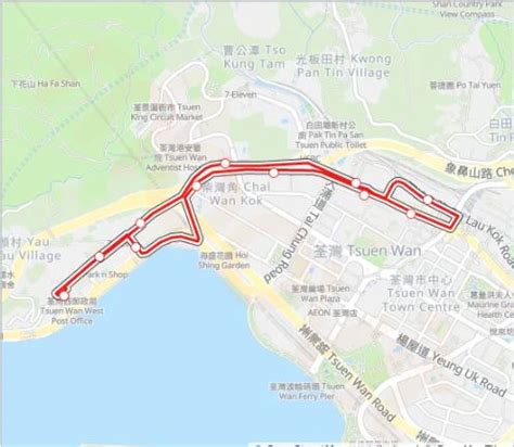 New Territories Bus Route Line No 34M Tsuen Wan Bayview Garden To