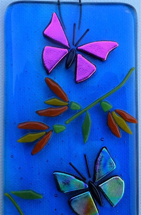 Butterflies And Flowers Fused Glass Art Etsy Fused Glass Art Glass Butterfly Fused Glass