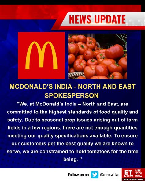 Et Now On Twitter Tomato Trouble Mcdonalds North And East Region