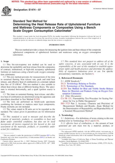 Astm E1474 07 Standard Test Method For Determining The Heat Release