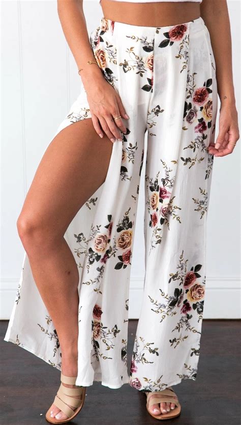 Floral Side Split Palazzo Pants Style Limits