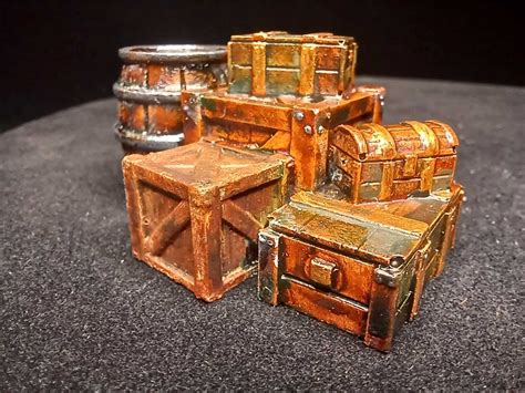 Dungeons And Dragons Painted Terrain Crates Boxes Barrel Dnd And