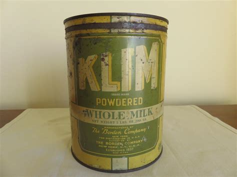 Antique Old Klim Powdered Whole Milk Tin Can New York Antigua Lata