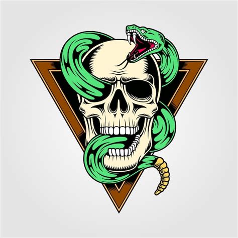 Premium Vector Skull With Snake Illustration Design