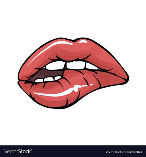 Sexy Lips Teeth Biting Lips Facial Expression Vector Image