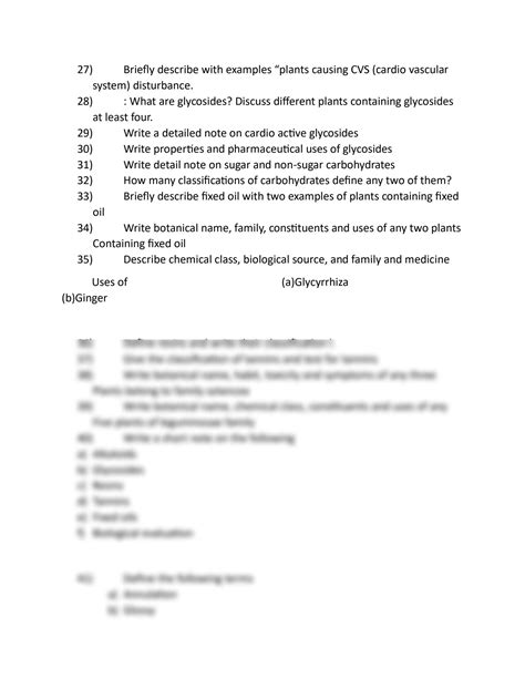 SOLUTION Pharmacognosy Important Questions Studypool