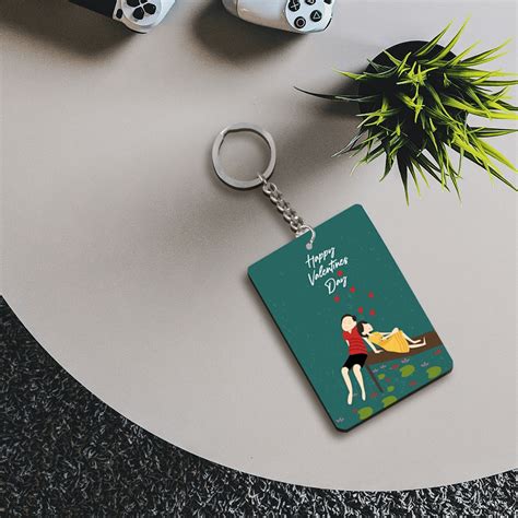 Romantic Couple Illustration Valentines Day Keychain Love Themed