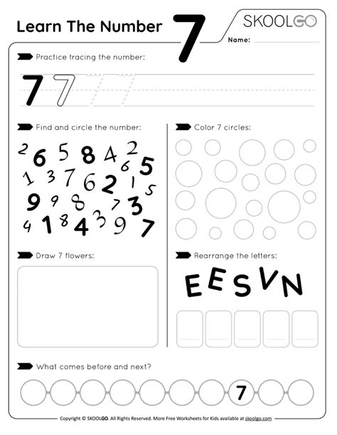 Learn The Number 7 Free Worksheet For Kids Skoolgo