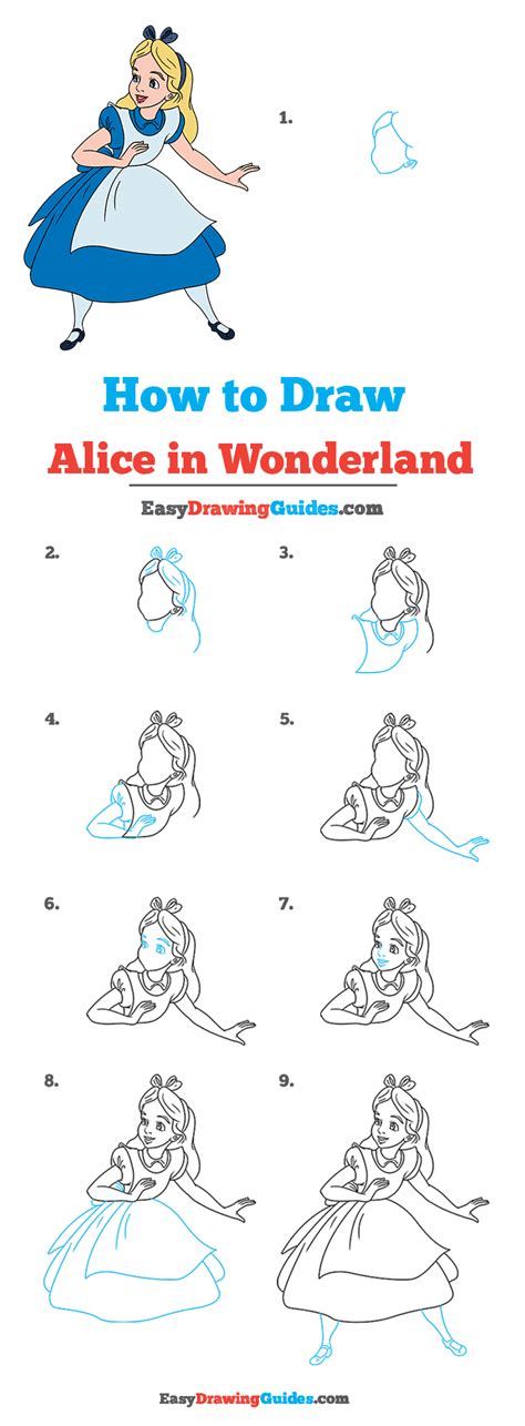 How To Draw Alice In Wonderland Easy Easy Step By Step Alice In Wonderland Drawing Tutorial