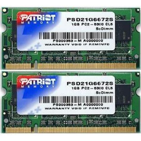 Gb Patriot Ddr So Dimm Pc Mhz Cl Dual Channel Kit X Gb