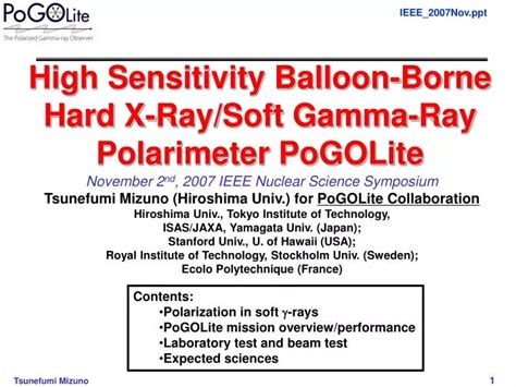 Ppt High Sensitivity Balloon Borne Hard X Ray Soft Gamma Ray