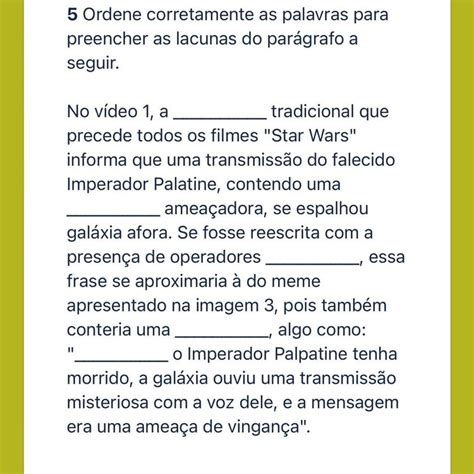 5 Ordene Corretamente As Palavras Para Preencher As Lacunas Do