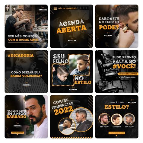 Pack Canva Barbearia Template Canva 30 Artes Bônus Ilustrei Studio