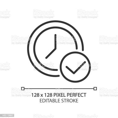 체크 표시가있는 시계 픽셀 완벽한 선형 아이콘 시간에 대한 스톡 벡터 아트 및 기타 이미지 시간 아이콘 저축 Istock