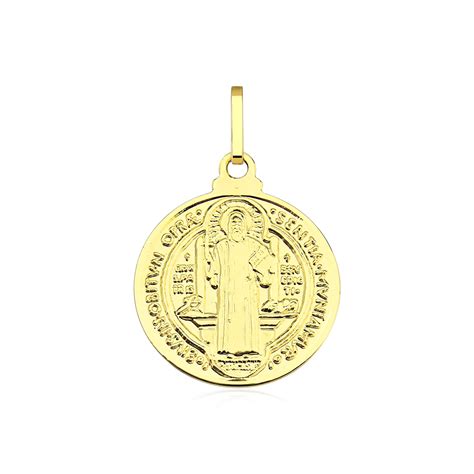 Pingente de ouro 18k medalha de São Bento média Aqua Joias Aqua