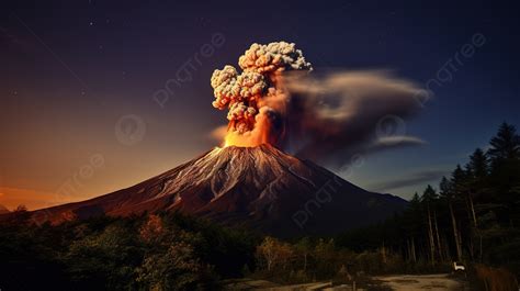 Volcanic Eruption In The Forest At Dusk Background, Active Volcano Eruption Shinmoedake, Hd ...