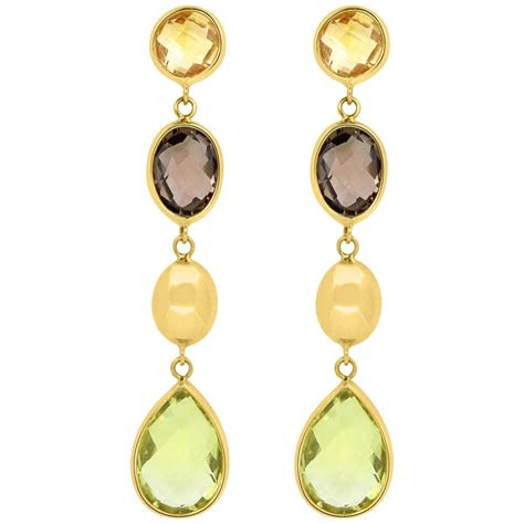 Multi Color Gemstone Drop And Dangle Earrings At 1stdibs