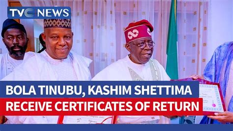 Watch Bola Tinubu Kashim Shettima Receive Certificates Of Return