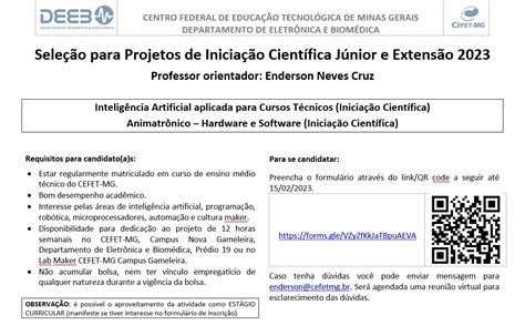 Sele O Para Projetos De Inicia O Cient Fica J Nior E Extens O