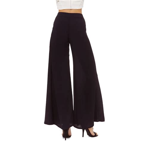 24204035 Pantalon Taille Haute Summer Black Chiffon Palazzo Pants Women Dress Pants Wide Leg