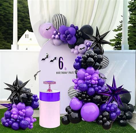 Amazon Purple And Black Balloon Garland Kit 130pcs With Starbur