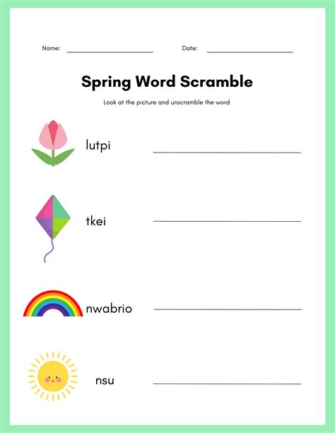 FREE Spring Word Scramble Printables Xoxoerinsmith