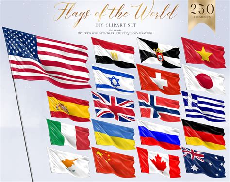 250 Flags Clip Art All Country Flags Clipart Flags Of Etsy