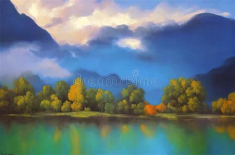 Abstract Art Coloured Background Landscape Oil On Canvas