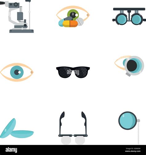 Conjunto De Iconos De Oftalmología Estilo Plano Imagen Vector De Stock