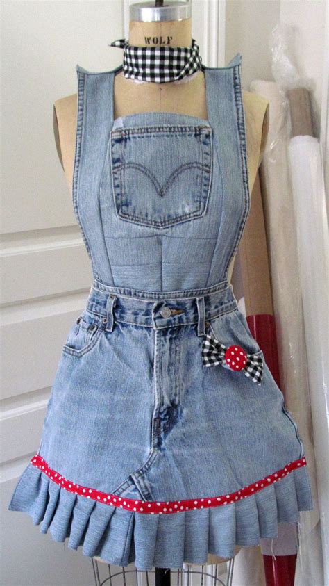 Blue Jean Apron Apron Sewing Pattern Jean Apron Recycled Denim