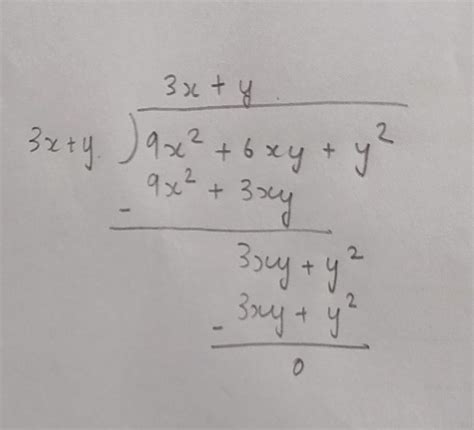 Divide 9x2 6xy Y2 By 3x Y