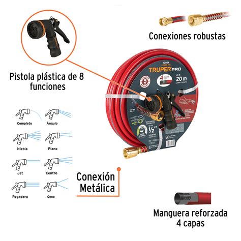 Ficha Tecnica Combo Manguera Man X X Y Pistola De Riego Pr Truper