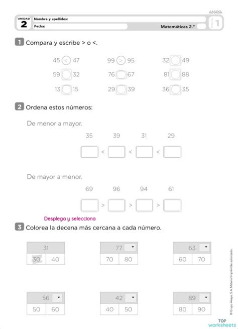 Números De 9 Cifras Ficha Interactiva Topworksheets