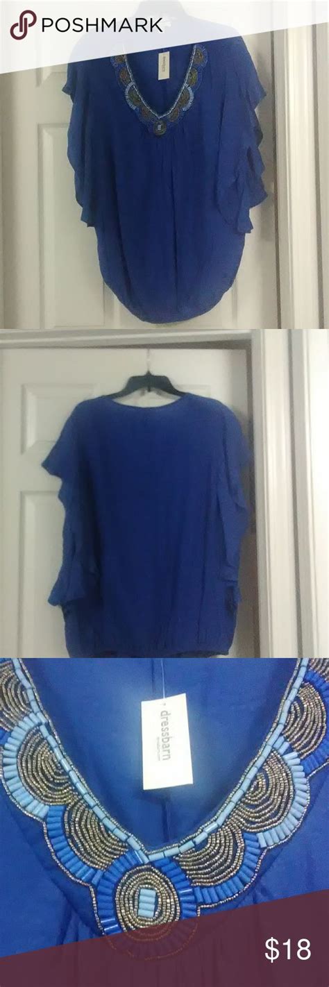 Dressbarn Womens Top Dressbarn Royal Blue Lightweight Blouse Never