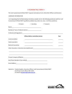 Fillable Online Nominating Form Fax Email Print Pdffiller