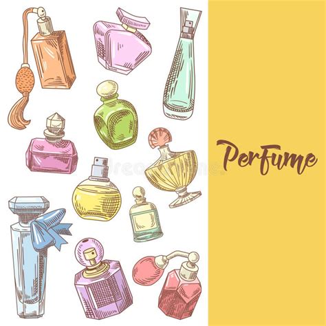 Perfume Bottles Hand Drawn Doodle French Aroma Woman Beauty Stock