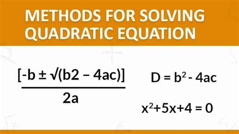 METHODS FOR SOLVING QUADRATIC EQUATION Vedic Math School