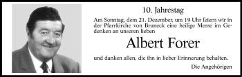 Traueranzeigen Von Albert Forer Trauer Bz