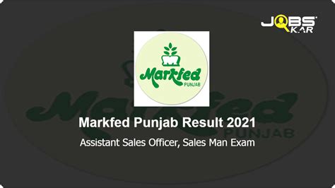 Markfed Punjab Assistant Sales Officer Sales Man Exam Result 2021