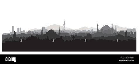 Istanbul city skyline. Travel Turkey background. Urban panoramic view. Cityscape with famous ...