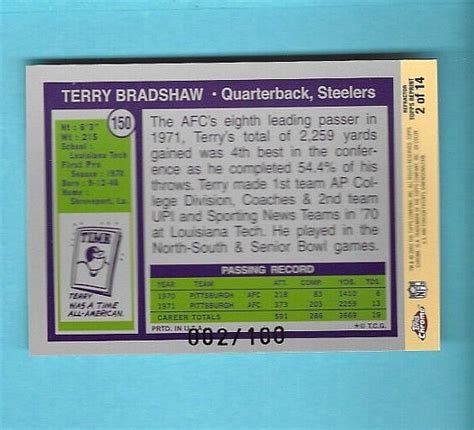 Terry Bradshaw Topps Chrome Reprint Refractor Steelers Nrmt D