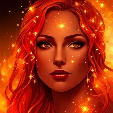 Fairy Goddess Warm Colors Fireflies In Hair Fier