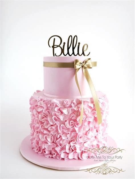 Pink Ruffle Cake With Matching Lace And Pearl Cupcakes Cakesdecor