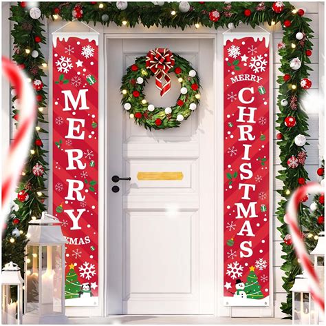 HASTHIP Christmas Decorations Outdoor Yard Front Porch Sign Set Red